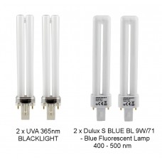 Aldente Luxomat D - UV-A Lamp Replacement Set (2 x Blue 9W/71 UVA / 2 x Standard UV-9W-L)- SPAREPART - Set of 4